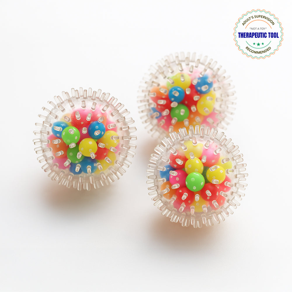 Squeezy Spiky Sensory Balls | Calming Tool to Vent Mood & Improve Focus | Soft Fidget Tool | Pack of 3