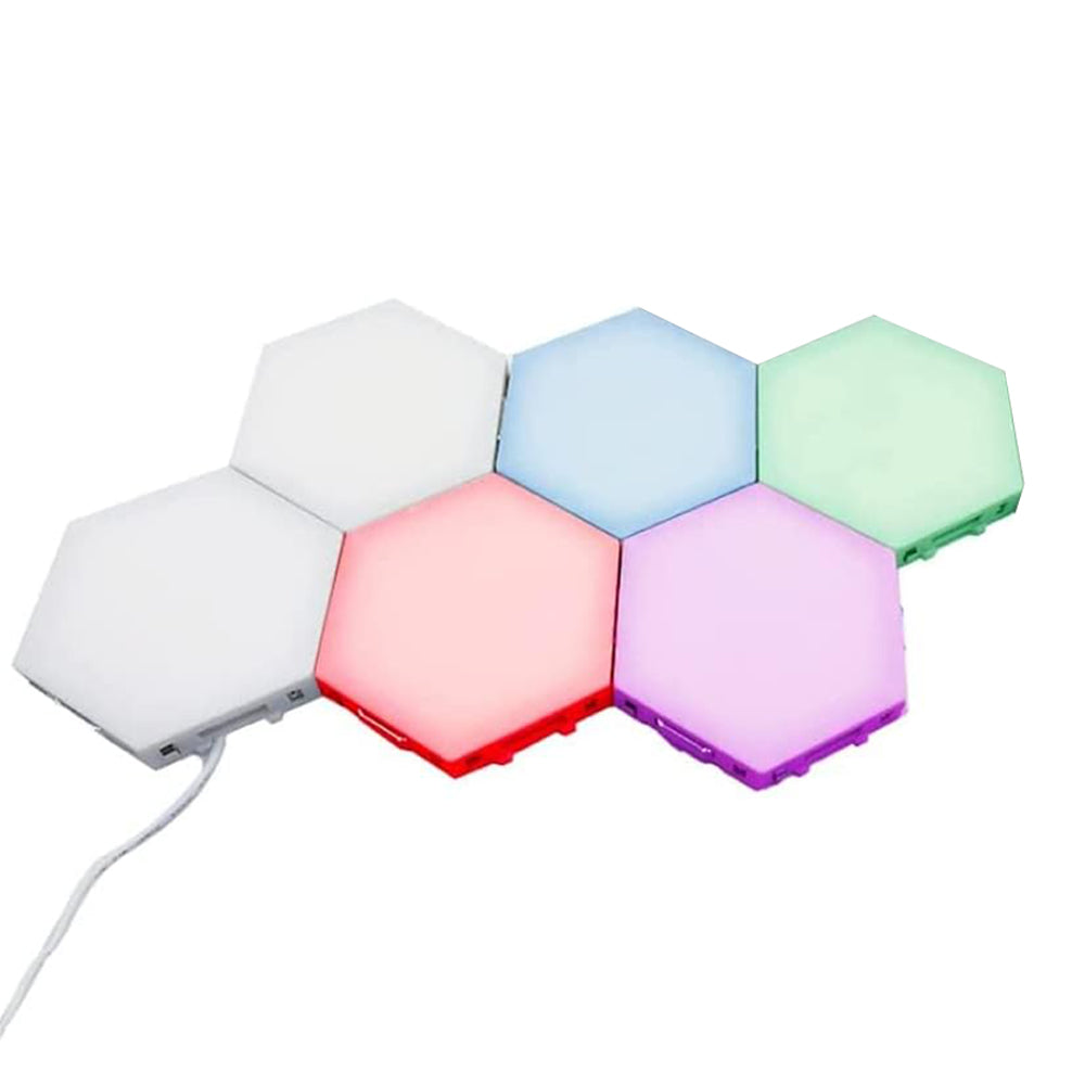 Hexagon Touch-Activated Wall Lights – USB Rechargeable Modular LED Panels for Sensory Rooms | Set of 6
