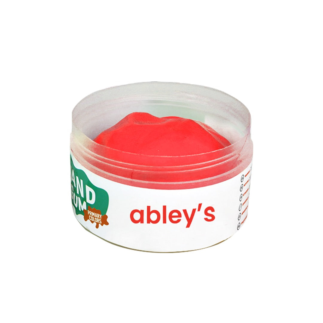 Ableys red hand exercise putty in clear round jar for grip strength therapy and finger rehab