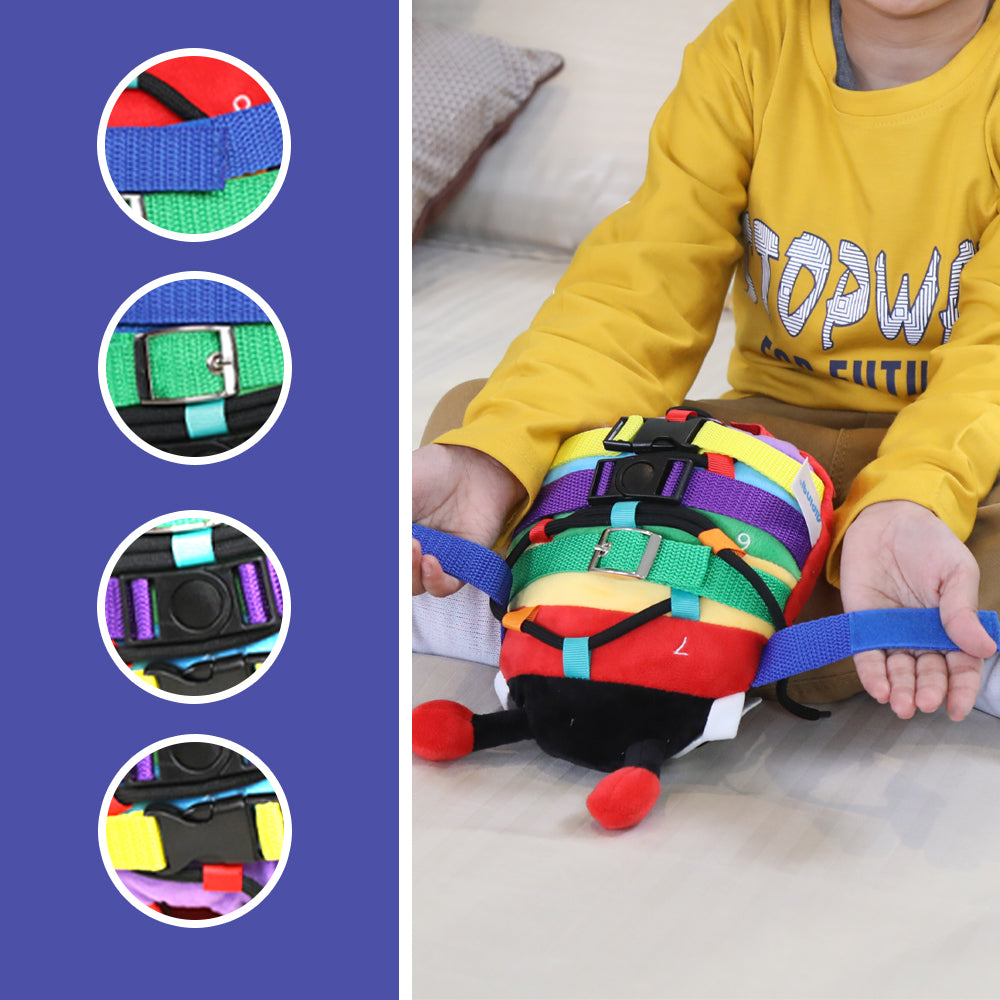Ableys colorful caterpillar sensory toy with multiple straps and buckles buckle activity toy for kids