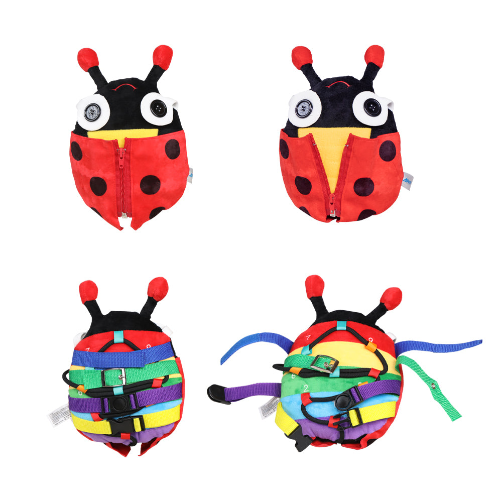 Ableys ladybug buckle activity toy for kids with zippers colorful straps and buckles for fine motor play