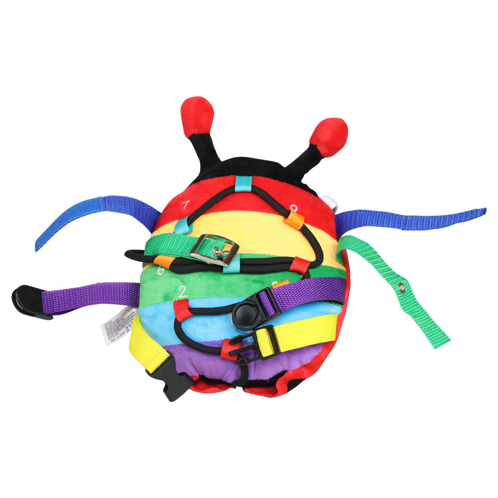 Ableys colorful plush ladybug buckle activity toy for kids with multiple straps buckles and fasteners