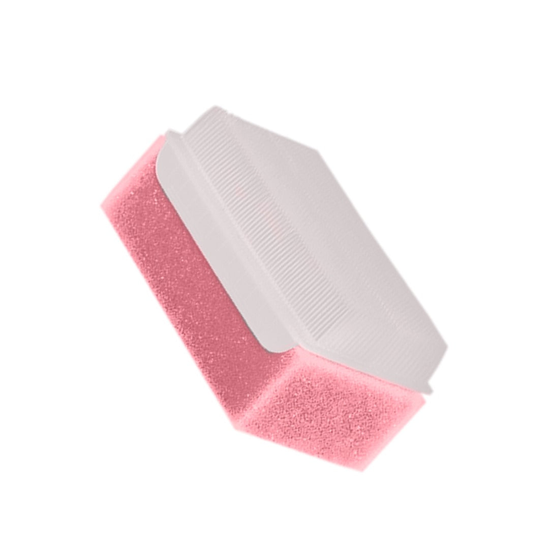 Ableys sensory therapressure brush with white silicone bristles and pink foam grip for tactile therapy