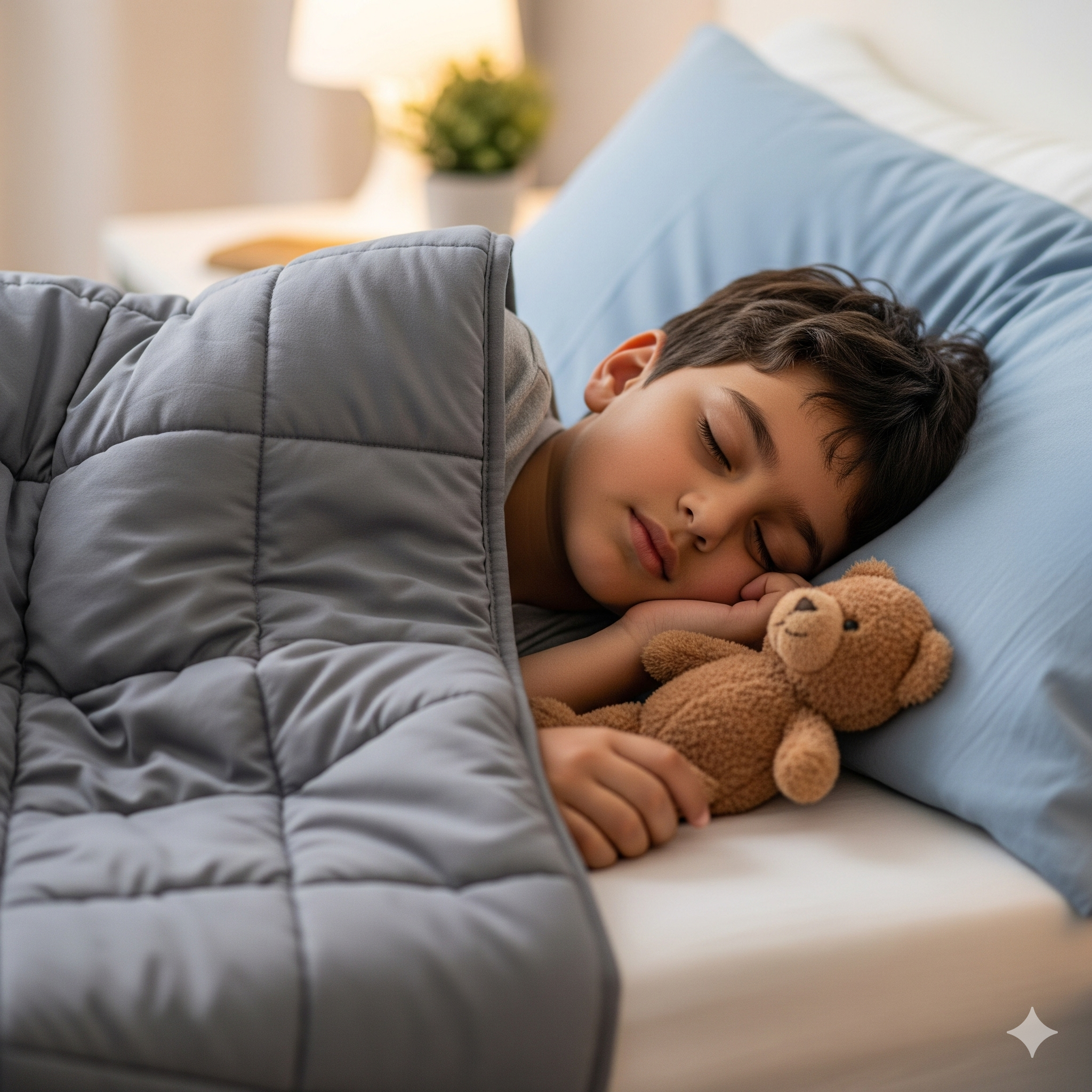 Child peacefully napping on a pillow in pastel nursery scene illustrating sensory sleep aids for kids collection
