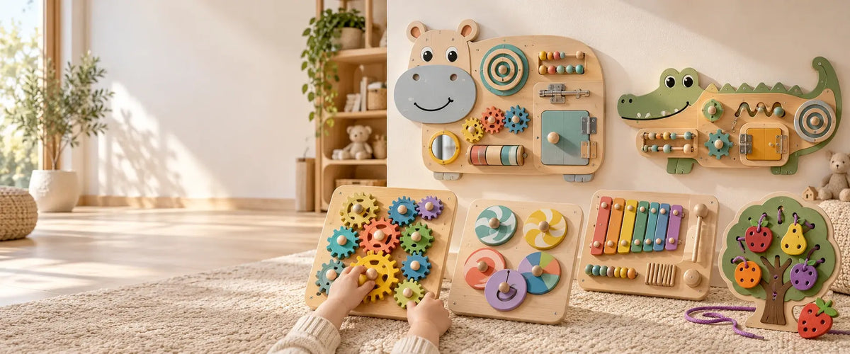 Wooden Busy Boards for Kids | Montessori Sensory Toys | Abley’s