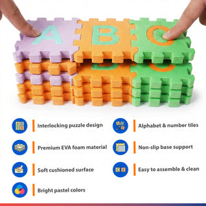 EVA Foam Puzzle Mat (10x10 cm) – Soft Interlocking Play Mats for Kids | Non-Toxic | 36pcs