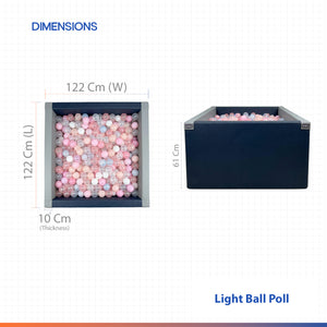 Abley’s Premium Square LED Ball Pit with RGB Bottom Lighting – Soft Foam Sensory Pool for Kids (Balls Not Included)