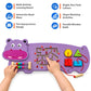 Hippo Wooden Busy Board Wall Panel for Kids – Sensory Montessori Activity Board (89 x 30 cm)