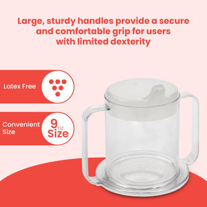 Plastic Cup with Two Handles for Elderly – 300 ml Easy Grip Drinking Cup for Seniors