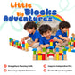 Wooden Building Blocks for Kids – Colorful & Natural Block Set with Wooden Storage Tray for Creative Play (38 x 30 cm)