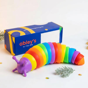 Abley's Clicky Slug Fidget Rainbow | Flexible Articulated Design 1 Piece