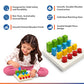 Geometrical Peg Board for Kids – Wooden Graded Height Sorting Board with 16 Cylinders, Rectangles, Triangles & Square Prisms (20 x 19 cm)