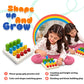 Geometrical Peg Board for Kids – Wooden Graded Height Sorting Board with 16 Cylinders, Rectangles, Triangles & Square Prisms (20 x 19 cm)