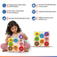 Geometric Shape Holder Board for Kids – Wooden Lacing Toys with 8 Corded Shape Discs for Matching & Fine Motor Play (28 x 28 cm)