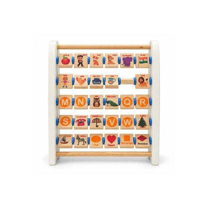 Wooden Alphabet Learning Roller for Kids – Rotating Block Frame for Learning Alphabet, Words & Shapes (26 x 30 cm)