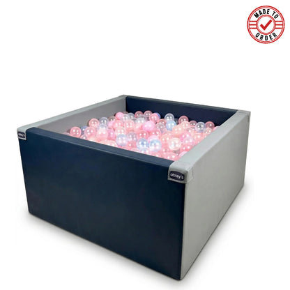 Abley’s Premium Square LED Ball Pit with RGB Bottom Lighting – Soft Foam Sensory Pool for Kids (Balls Not Included)