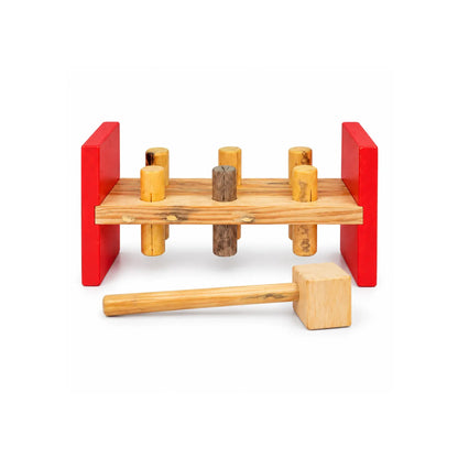 Pegboard Toys for Kids – Wooden Toys for Kids | Peg Hammer Board with 6 Pegs & Wooden Hammer