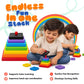 Rectangle Rainbow Stacker Toys for Kids – Wooden Toys for Kids | 7-Piece Colorful Stacking Set
