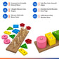 Wooden Shape Stacker Toys for Kids – 5 Color Geometric Stacking & Sorting Board for Early Learning (34 x 6 cm)