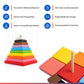Rainbow Square Stacker Pyramid with 10 Colorful Stacking Plates & Center Peg for Color and Size Learning (10.5 x 15.5 cm)| Wooden Toys for Kids