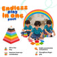 Rainbow Square Stacker Pyramid with 10 Colorful Stacking Plates & Center Peg for Color and Size Learning (10.5 x 15.5 cm)| Wooden Toys for Kids