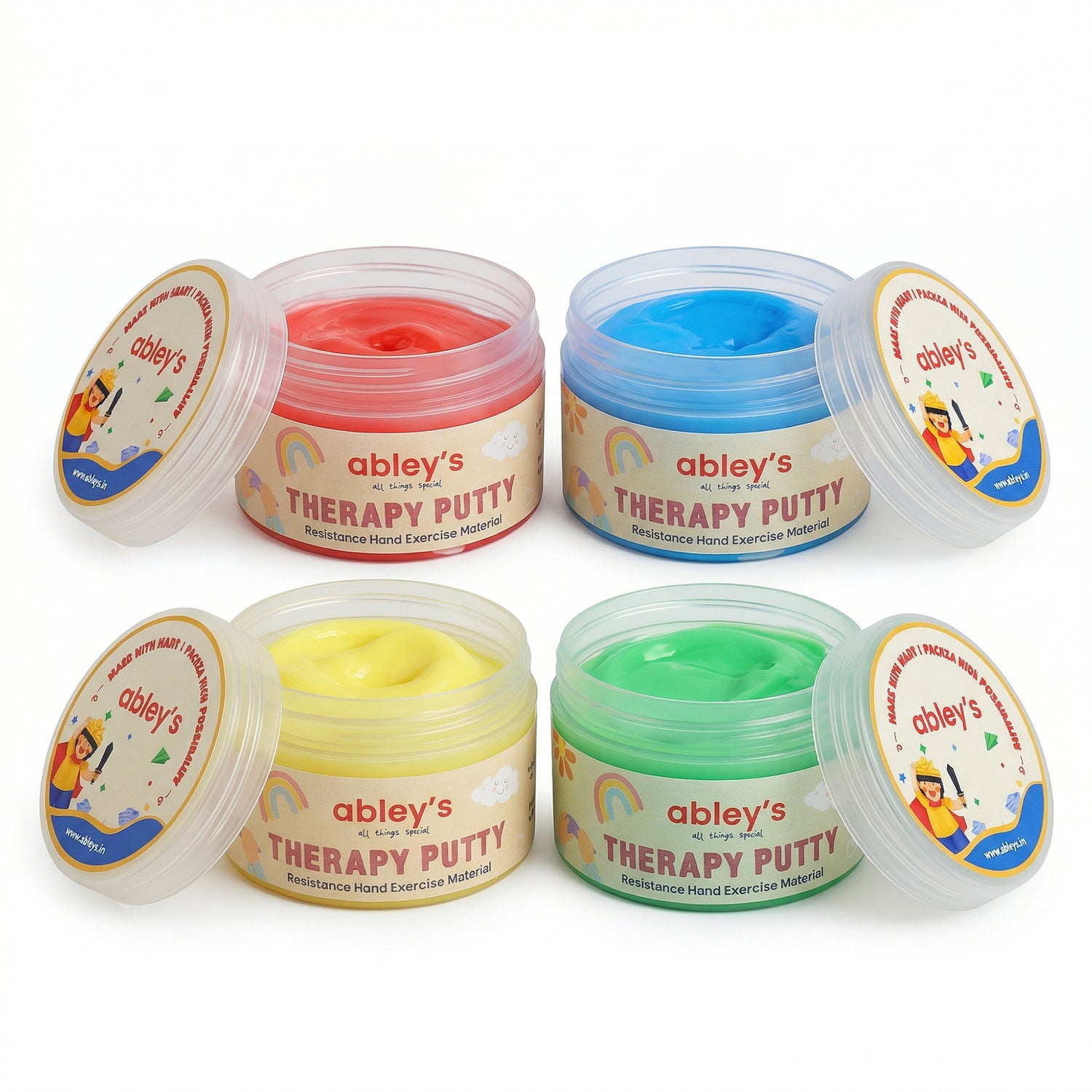Abley's Hand Exercise Putty Set | 4 Resistance Levels 4x 50g Tubs