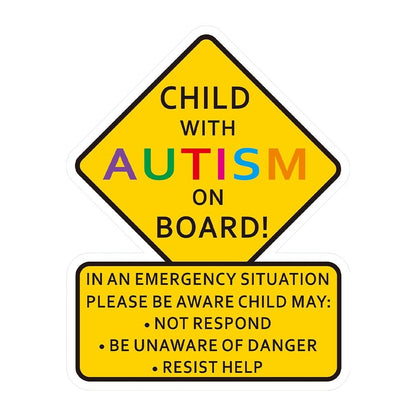 Child On Board Car Safety Sticker for Unique Needs – Yellow Diamond Warning Sign for Vehicles