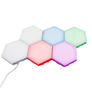 Hexagon Touch-Activated Wall Lights – USB Rechargeable Modular LED Panels for Sensory Rooms | Set of 6
