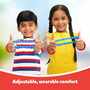 Sensory Silicone Stretchy Bracelets 4-Pack of Multi-Color Textured Rings for Fidgeting & Chewing