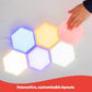 Abley's Hexagon Touch Wall Lights (Set of 6) | Modular LED Panels for Sensory Rooms Calming Decor | USB Rechargeable Touch-Activated