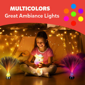 Calming Fiber Optic Sensory Lamp – Color-Changing Light with Crystal Base – LED Night Light for Kids