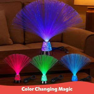 Calming Fiber Optic Sensory Lamp – Color-Changing Light with Crystal Base – LED Night Light for Kids