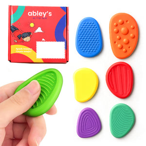 Textured Sensory Stones for Kids, Set of 6 Colorful Fidget Toys for Tactile Stimulation