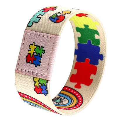 Colorful Puzzle Pattern Stretch Bracelet for Kids – Soft & Lightweight Wristband