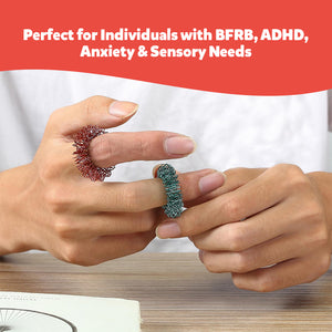 Spiky Acupressure Rings for Fingers – Set of Fidget Massage Rings for Focus & Tactile Stimulation