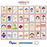 Visual Communication Cards for Kids – 32 Durable Flashcards with Keyring for Expressing Needs & Emotions - Abley's