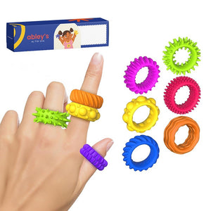Textured Sensory Rings for Kids – Set of 6 Colorful Fidget Rings for Tactile Exploration