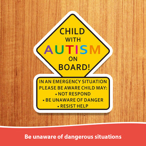 "Child On Board" Car Safety Sticker for Unique Needs – Yellow Diamond Warning Sign for Vehicles