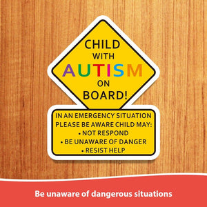 Child On Board Car Safety Sticker for Unique Needs – Yellow Diamond Warning Sign for Vehicles