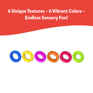 Textured Sensory Rings for Kids – Set of 6 Colorful Fidget Rings for Tactile Exploration