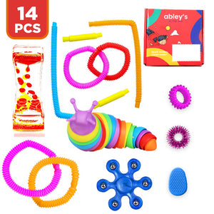 Abley's Fidget Box, Essentials Collection | 14-Piece Tactile Fidgets