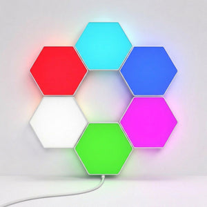 Abley's Hexagon Touch Wall Lights (Set of 6) | Modular LED Panels for Sensory Rooms Calming Decor | USB Rechargeable Touch-Activated