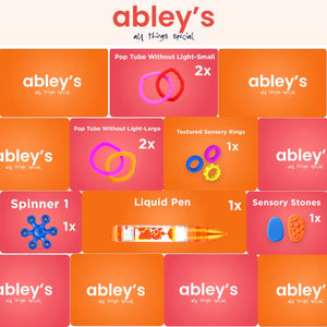 Abley's Fidget Box, Starter Kit | 8-Piece Portable Sensory Tools