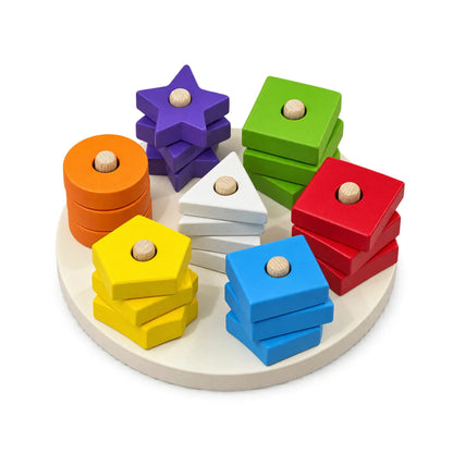 Shape Stacker Toys – Wooden Round Stacker, Activity Toy for Kids