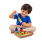 Wooden Lacing Toys Bead Threading & Peg Stacking Set with Colorful Shapes | Wooden Toys for Kids | Cord and Storage Tray (18 x 18 cm)