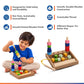 Wooden Lacing Toys Bead Threading & Peg Stacking Set with Colorful Shapes | Wooden Toys for Kids | Cord and Storage Tray (18 x 18 cm)