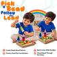 Wooden Lacing Toys Bead Threading & Peg Stacking Set with Colorful Shapes | Wooden Toys for Kids | Cord and Storage Tray (18 x 18 cm)