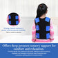 Ableys compression vest for sensory needs on child from back showing blue pressure panels and adjustable closures