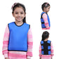 Ableys blue compression vest for sensory needs worn by smiling child showing front side and back views