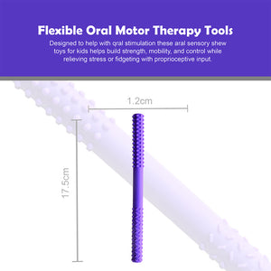 Ableys purple flexible oral motor therapy stick with textured ends dual-textured chew tube for sensory needs 17.5cm long
